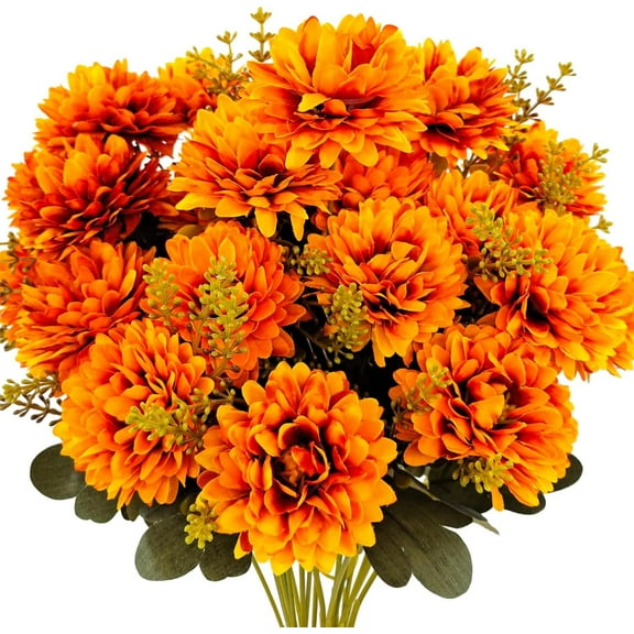 BOSCEAE Artificial Autumn Yellow Flower Bundle, Faux Fall Blooms for Thanksgiving, Party & Home Decor, Realistic Seasonal Floral Arrangement for Vase Fillers