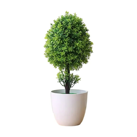 BOSCEAE Evergreen Artificial Tree, Long-Lasting Faux Plant for Living Room & Office, Simulation Bonsai Accent, Ideal for Year-Round Low Maintenance Decor
