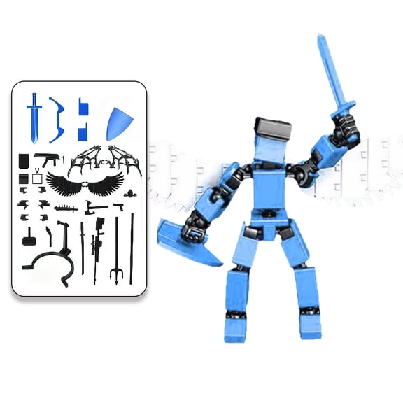 BOSCEAE Mini Titan T-13 Action Figures,Assembly Completed Luck Dummy Robot 13 Action Figure Toys Stick Figures with Multi Joints Movable Fidget Gifts(B)