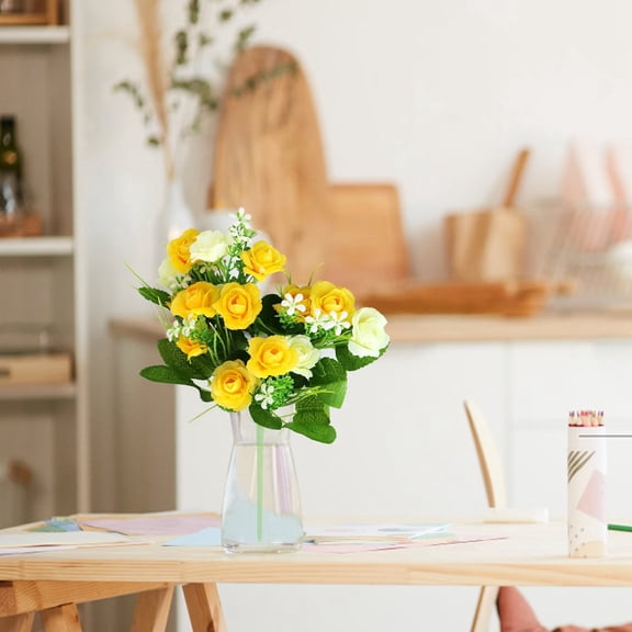 BOSCEAE Single Stem Artificial Yellow Wild Grass Flower, Fake Bloom for Wedding Bridal Bouquets & Living Room Decor, Realistic Faux Floral Accent