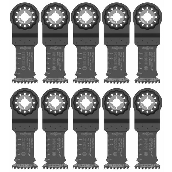 BOSCH 1-1/4 in. OSL114JF-10 Starlock Oscillating Multi-Tool Bi-Metal Blade 10-Pack - Professional Swiss-Made Precision, 3D Interface Design, Universal Tool Compatibility for Clean Cuts in Hard Wood