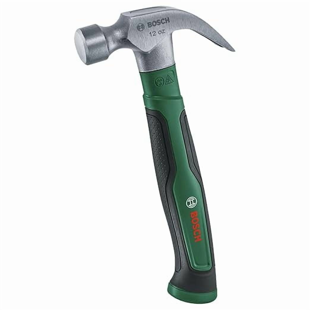 BOSCH 340g/12 oz Claw Hammer Powerful Carbon Steel Head, Ergonomic Soft Grip Handle, V-Shaped Claw For Easy Nail Removal