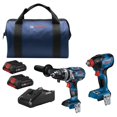 thumbnail image 1 of BOSCH GXL18V-227B25 18V 2-Tool Combo Kit with Connected-Ready Two-In-One 1/4 In. Bit/Socket Impact Driver/Wrench, 1/2 In. Hammer Drill/Driver and (2) CORE18V 4 Ah Advanced Power Batteries, 1 of 6