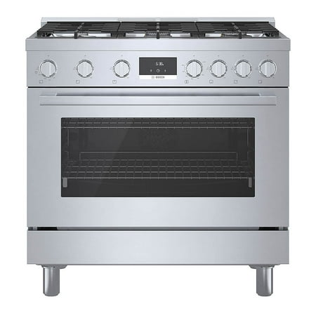 Bosch - 800 Series 3.5 cu. ft. Freestanding Gas Convection Range with 6 Dual Flame Ring Burners - Stainless steel
