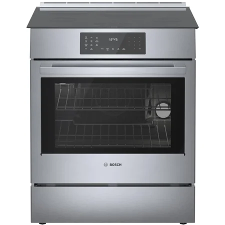 Bosch - 800 Series 30 in. Wide 4.6 Cu. Ft. Slide-In Electric Induction Range with Self-Cleaning, 4 Elements and Warming Drawer - Stainless Steel