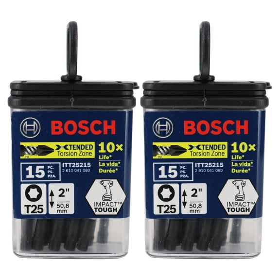 BOSCH ITT25215 15-Pack 2in Torx #25 Impact Tough Screwdriving Power Bits (2-Pack)