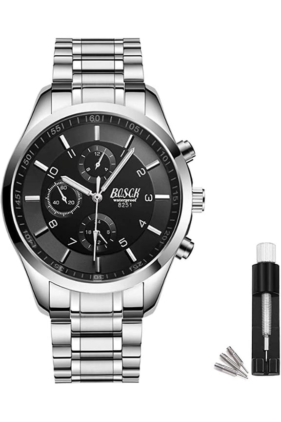 40 mm Black Watch, Easy Read Business Watch for Men, Men's Analog Wrist Watches