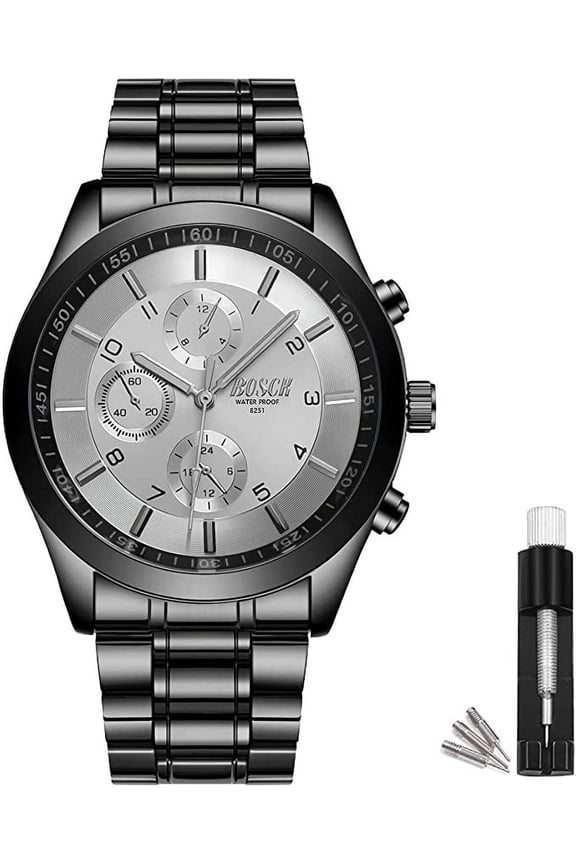 40 mm Mens Watch(No Chronograph),Analog Easy Read Auto Date and Day Stainless Steel Business Watch for Men,30M Waterproof Sports Mens Wrist Watches