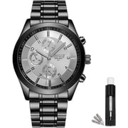 BOSCK 40 mm Mens WatchNo Chronograph,Analog Easy Read Auto Date and Day Stainless Steel Business Watch for Men,30M Waterproof Sports Mens Wrist Watches
