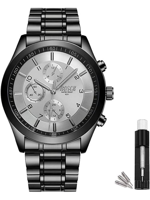 40 mm Mens Watch(No Chronograph),Analog Easy Read Auto Date and Day Stainless Steel Business Watch for Men,30M Waterproof Sports Mens Wrist Watches