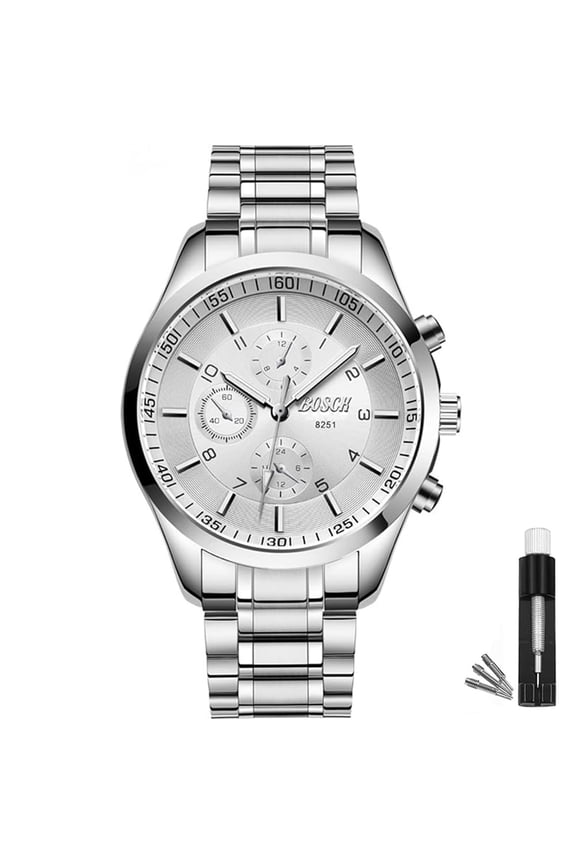 40 mm Mens Watch(No Chronograph),Analog Easy Read Auto Date and Day Stainless Steel Business Watch for Men,30M Waterproof Sports Mens Wrist Watches