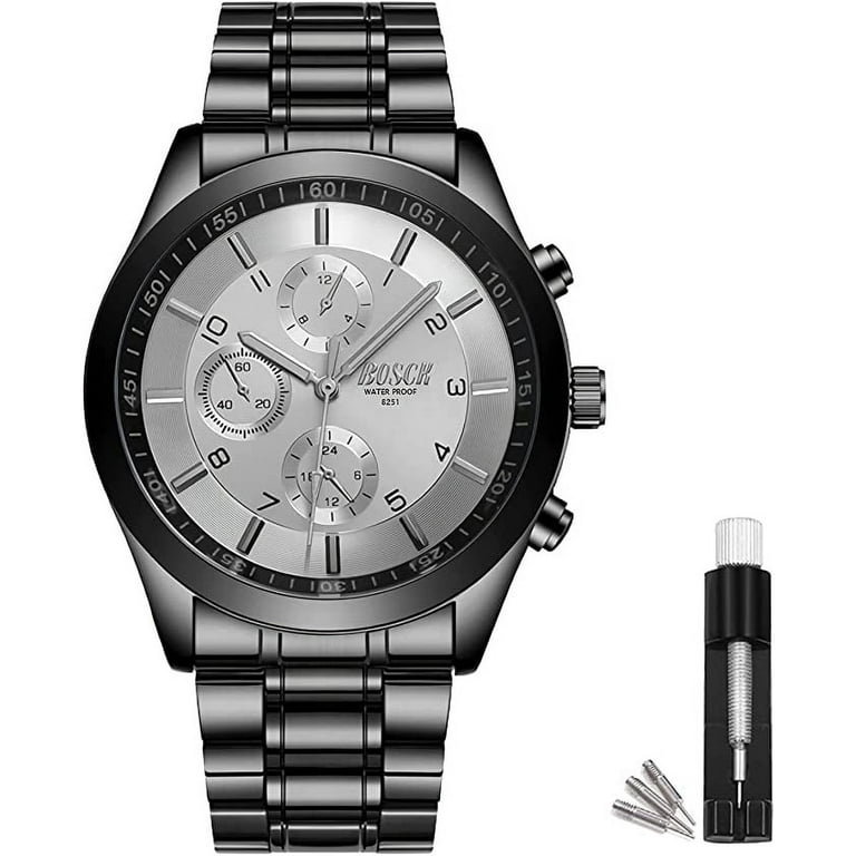 BOSCK 40mm Durable Stainless Steel Men's Watch, Analog, Auto Date