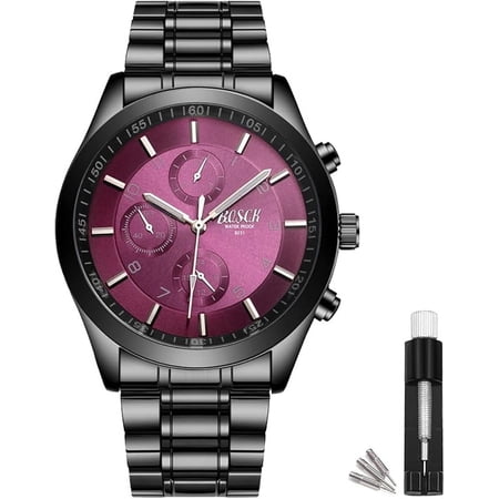 BOSCK 40 mm Purple Mens Watch, Easy Read Business Watch for Men, Men's Analog Wrist Watches
