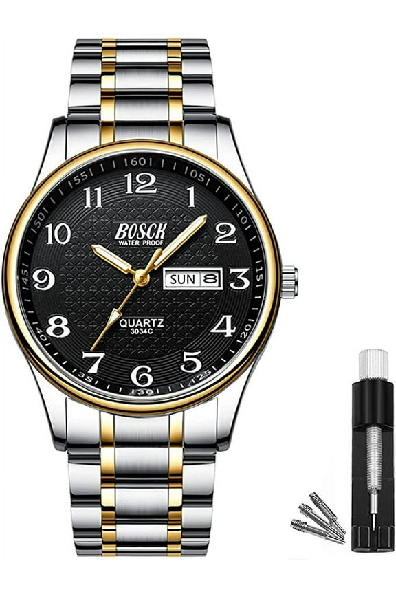 Analog Mens Watch,40mm Easy Read Auto Date and Day Stainless Steel Business Watch for Men,30M Waterproof Sports Mens Wrist Watches