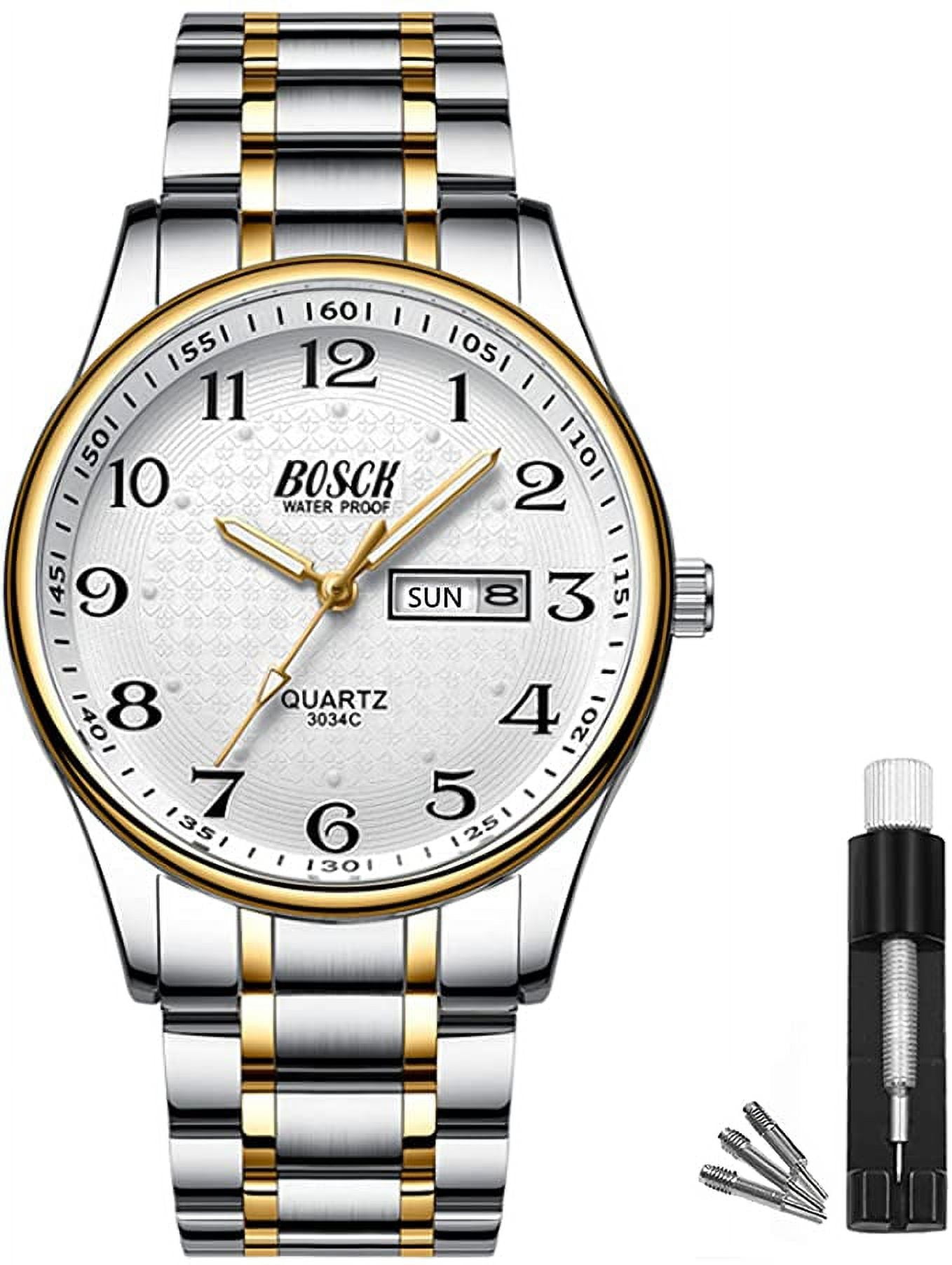 BOSCK Analog Mens Watch 40mm Easy Read Auto Date and Day