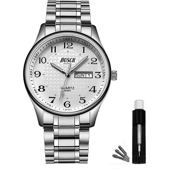 BOSCK Analog Mens Watch,40mm Easy Read Stainless Steel Business Watch for Men, Men's Wrist Watches