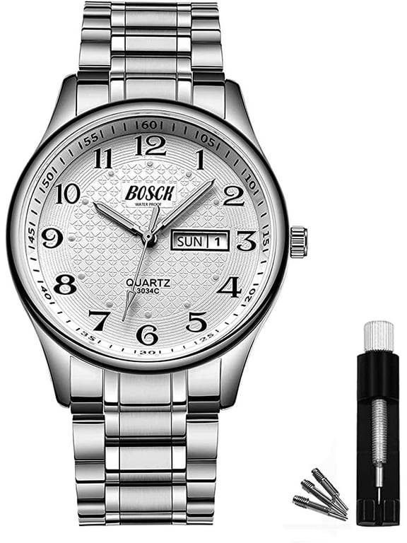 Analog Mens Watch,40mm Easy Read Stainless Steel Business Watch for Men, Men's Wrist Watches