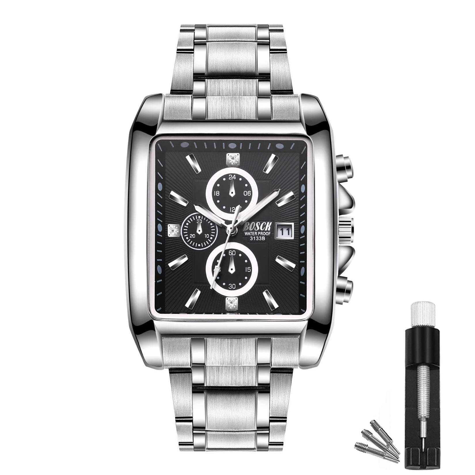 Stainless 30m Water Resistant Watch BOSCK Men's Analog Stainless