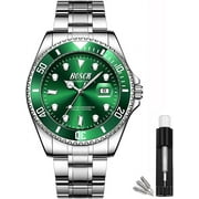 BOSCK Mens 42mm Stainless Steel Classic Luxury Analog Wristwatch, Green Watch for Men