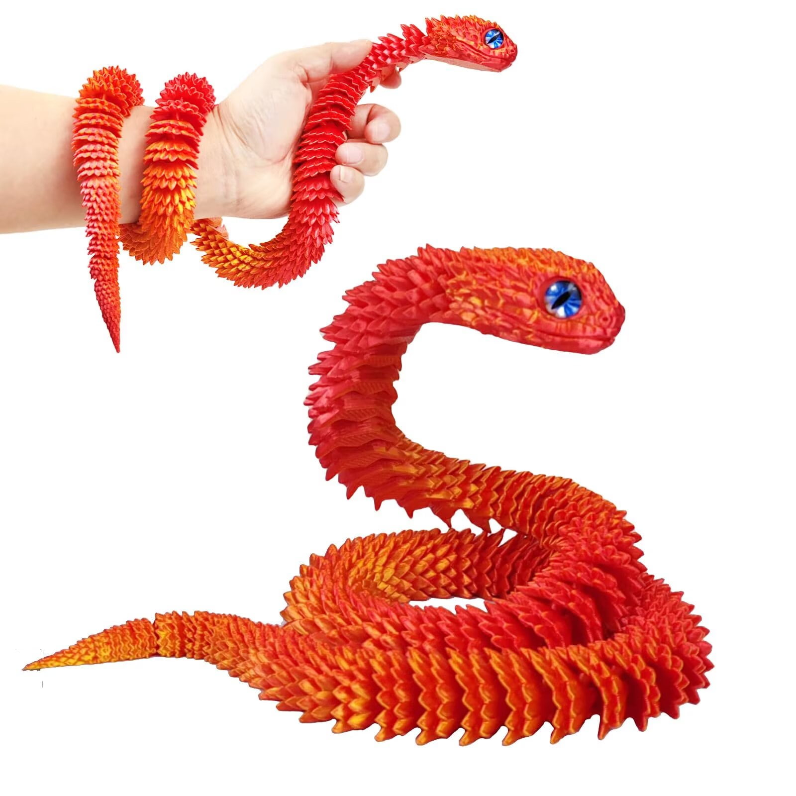 BOSENIYU 3D Printed Snake, 24in (60cm) Surprise Mystery Fidget Anaconda ...