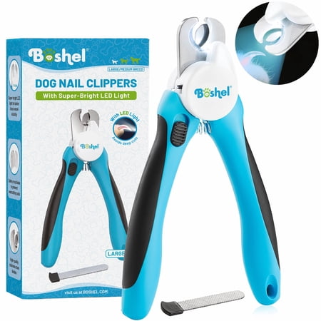 BOSHEL LED Dog Nail Clippers with Quick Sensor & Safety Guard - Battery Powered Grooming Tool