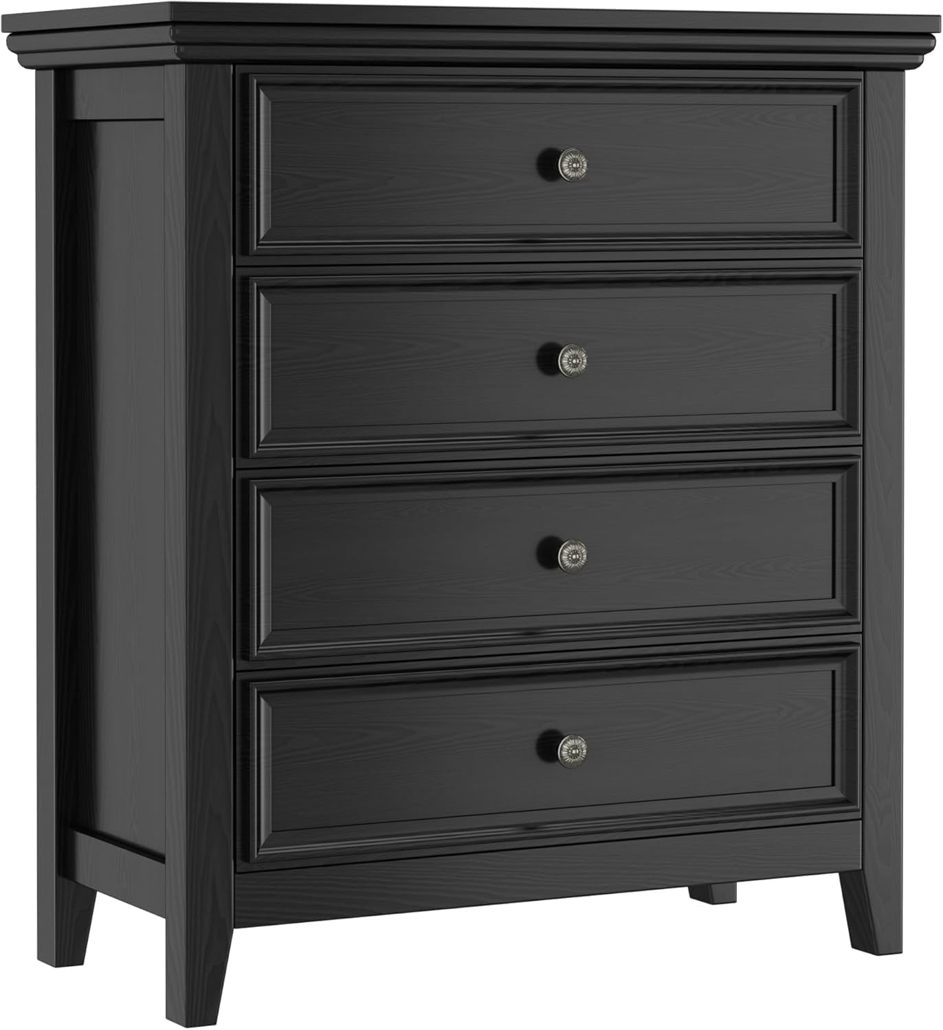 BOSHIRO 4-Drawer Modern Dresser for Bedroom, Tall Storage Chest Organizer with Sleek Black Finish