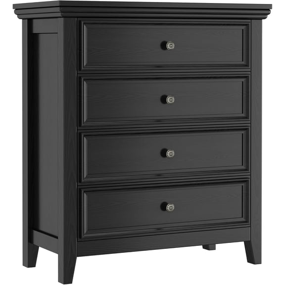 BOSHIRO 4-Drawer Modern Dresser for Bedroom, Tall Storage Chest Organizer with Sleek Black Finish