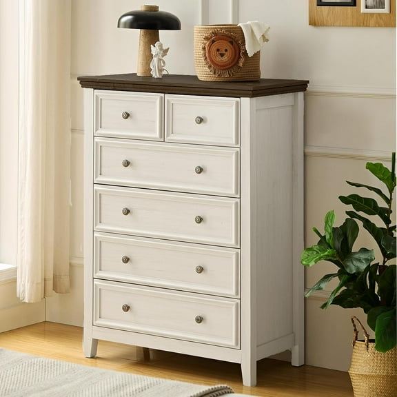 BOSHIRO 6 Drawers Dress, Dresser for Bedroom, Storage Dressers Clothes Organizer for Closet, Living Room, Dining Room