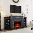 thumbnail image 1 of BOSHIRO 72 Inch Electric Fireplace with Mantel, TV Stand for TVs Up to 80 Inch, 23" Fireplace Insert with Remote Control, Blue, 1 of 9