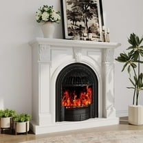 BOSHIRO Electric Fireplace with Mantel, 48 Inch Fireplace Tv Stand with Birdcage Fireplace Heater for Bedroom, Entryway Decor