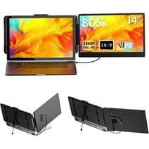 BOSII Laptop Screen Extender Monitor - 14 Inch Portable IPS FHD 1080P HDMI/USB-A/Type-C Extended Monitor for Laptops (Maximum Length: 15.94") Compatible with Windows Mac Travel Gaming Work