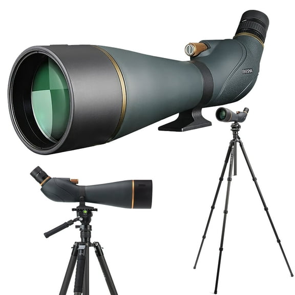 BOSMA 25-75x100 Nitrogen-Filled Spotting Scope with Fotopro X-Go Max E 2 Carbon Fiber Tripod & MH-6A Pan-Tilt Video Head, Golden Hawk Pro Bundle