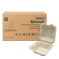 thumbnail image 1 of BOSNAL 6 inch Compostable Clamshell Boxes - Bulk Box of 500 Pcs (20 Sets of 25), 100% Bagasse, Eco-Friendly Disposable Takeout Containers for Hot & Cold Foods, Microwave Safe, 1 of 6