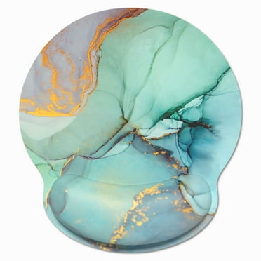 BOSOBO Ergonomic Mouse Pad with Wrist Support, Memory Foam Mouse Pad with Wrist Rest, Cute Computer Mouse Pad for Laptop, Pain Relief Mousepad with Non-Slip Rubber Base, 9 x 10 in, Green Marble