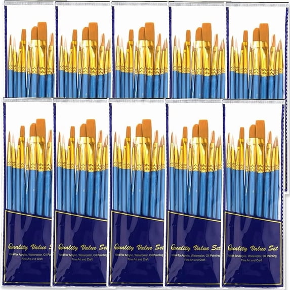BOSOBO Paint Brushes Set, 2 Pack 20 Pcs Round-Pointed Tip Nylon Hair Artist Acrylic Paint Brushes for Acrylic Painting Oil Watercolor, Face Nail Art, Canvas, Miniature Detailing & Rock Painting, Blue