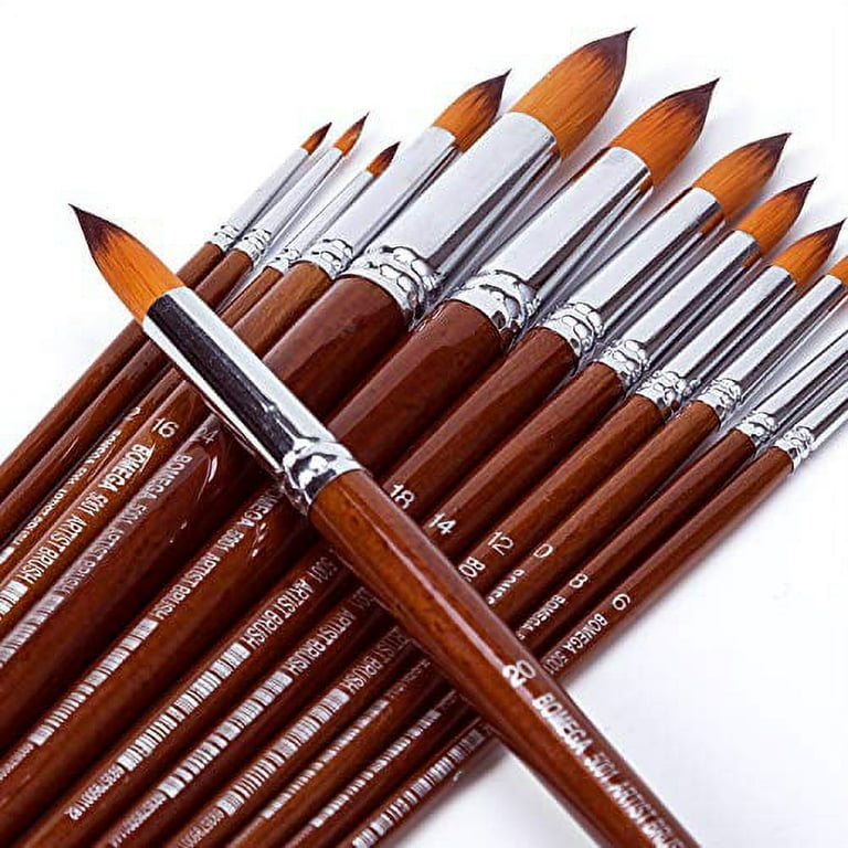 12 x POINTED ARTIST BRUSH SET Small/Large Art Paint Brushes Thin/Thick  Detailed
