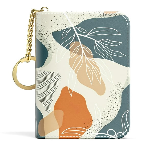 BOSOBO Unisex Credit Card Holder Small RFID Wallet, Boho Desert Leaf