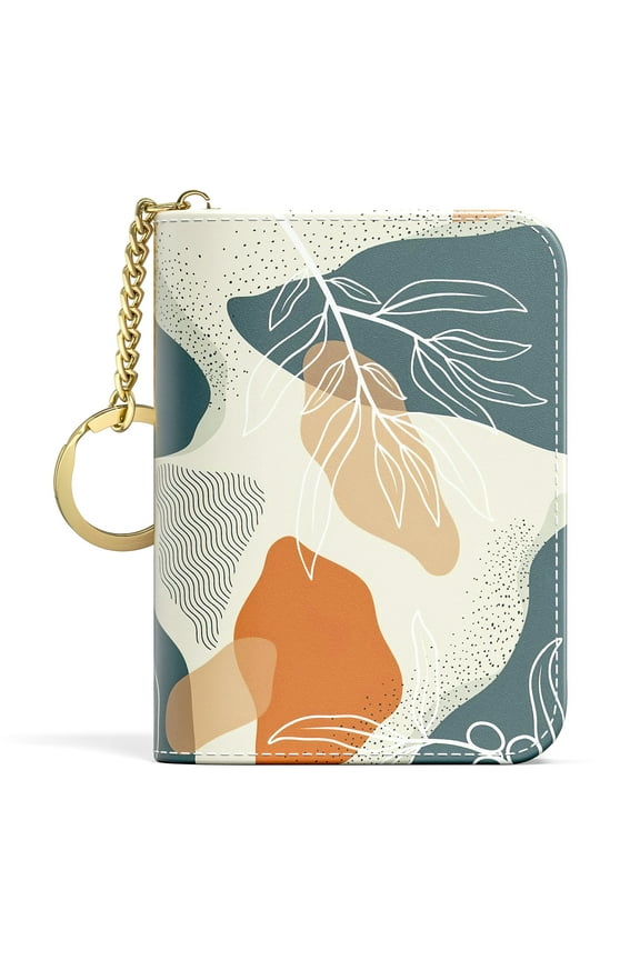 Unisex Credit Card Holder Small RFID Wallet, Boho Desert Leaf