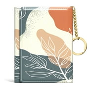 BOSOBO Womens Wallet, Small Credit Card Wallet for Women, Slim RFID Card Holder Wallet with 7 Card Slots & ID Window, Abstract Boho Leaves