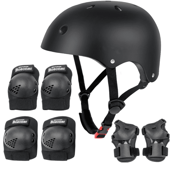 BOSONER Kids/Youth Helmets Knee Pad Elbow Pads Protective Gear Set for Roller Skates Cycling BMX Bike Skateboard Inline Rollerblading, Skating Skatings Scooter Riding Sports