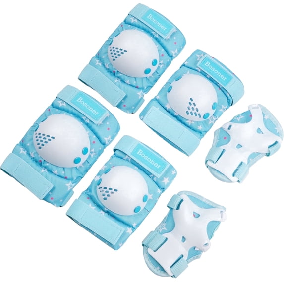 BOSONER Kids/Youth Knee Pads Elbow Pads Wrist Guards Set for 3-15 Years, Child Protective Gear Set for Roller Skates, Cycling, BMX Bike, Skateboard, Inline Skating, Scooter Riding Sports