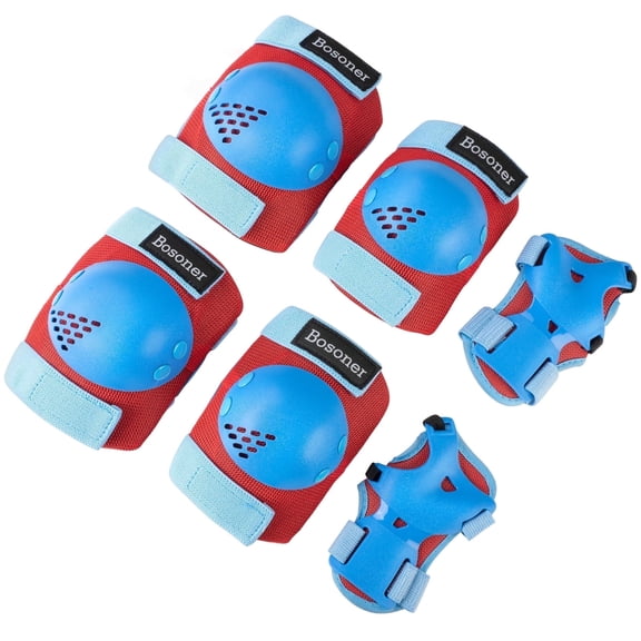 BOSONER Kids/Youth Knee Pads Elbow Pads Wrist Guards Set for 3-15 Years, Child Protective Gear Set for Roller Skates, Cycling, BMX Bike, Skateboard, Inline Skating, Scooter Riding Sports