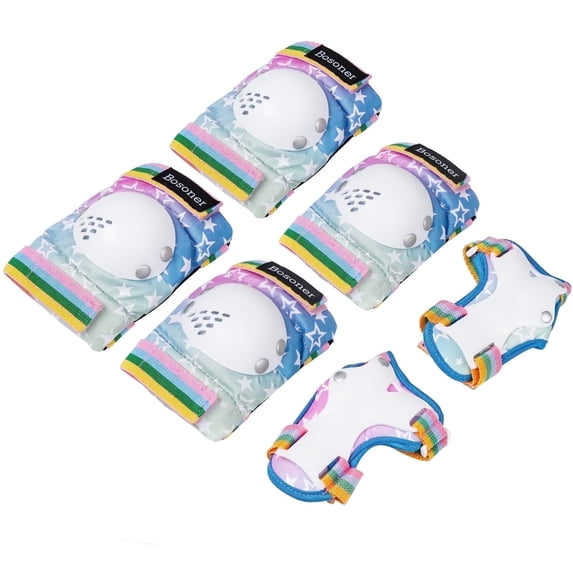 BOSONER Kids/Youth Knee Pads Elbow Pads Wrist Guards Set for 3-15 Years, Child Protective Gear Set for Roller Skates, Cycling, BMX Bike, Skateboard, Inline Skating, Scooter Riding Sports