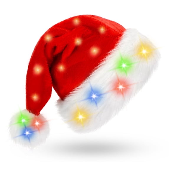 BOSONER Santa Hat: Christmas Hat Adult - Santa Hat for Women and Men - Led Santa Hat