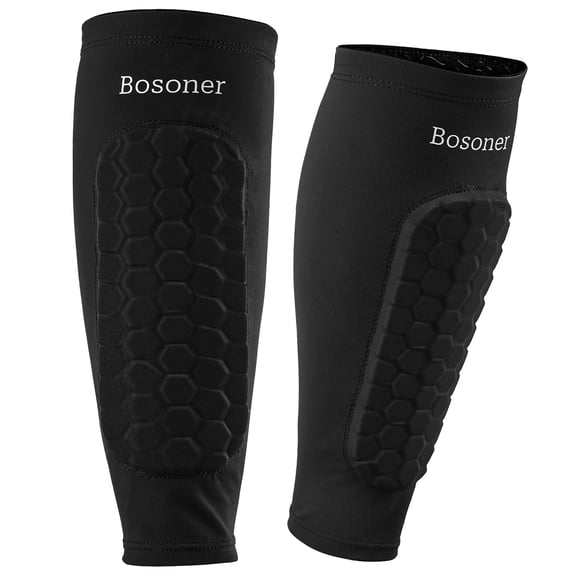 BOSONER Soccer Shin Guards for Kids: Non-Slip Calf Compression Sleeve with Honeycomb Pads for Aged 8-12 Boys Girls - Sports Protective Gear for Football Baseball Boxing MTB Tennis