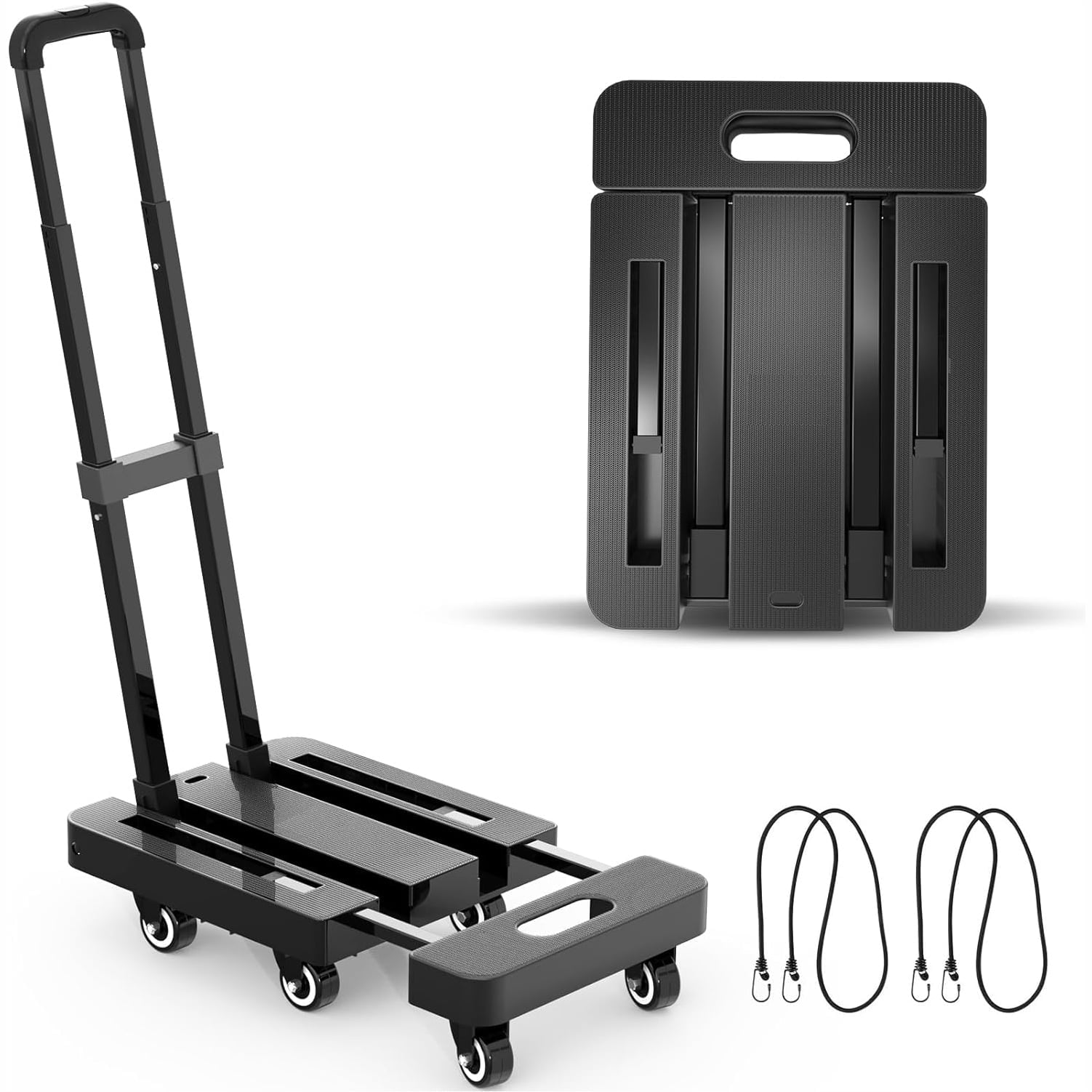 BOSPA Folding Hand Truck, Black, 500 LB Heavy Duty Luggage Cart