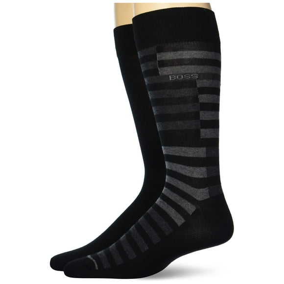 BOSS 2-Pack Bold Stripe Solid Combed Cotton Socks