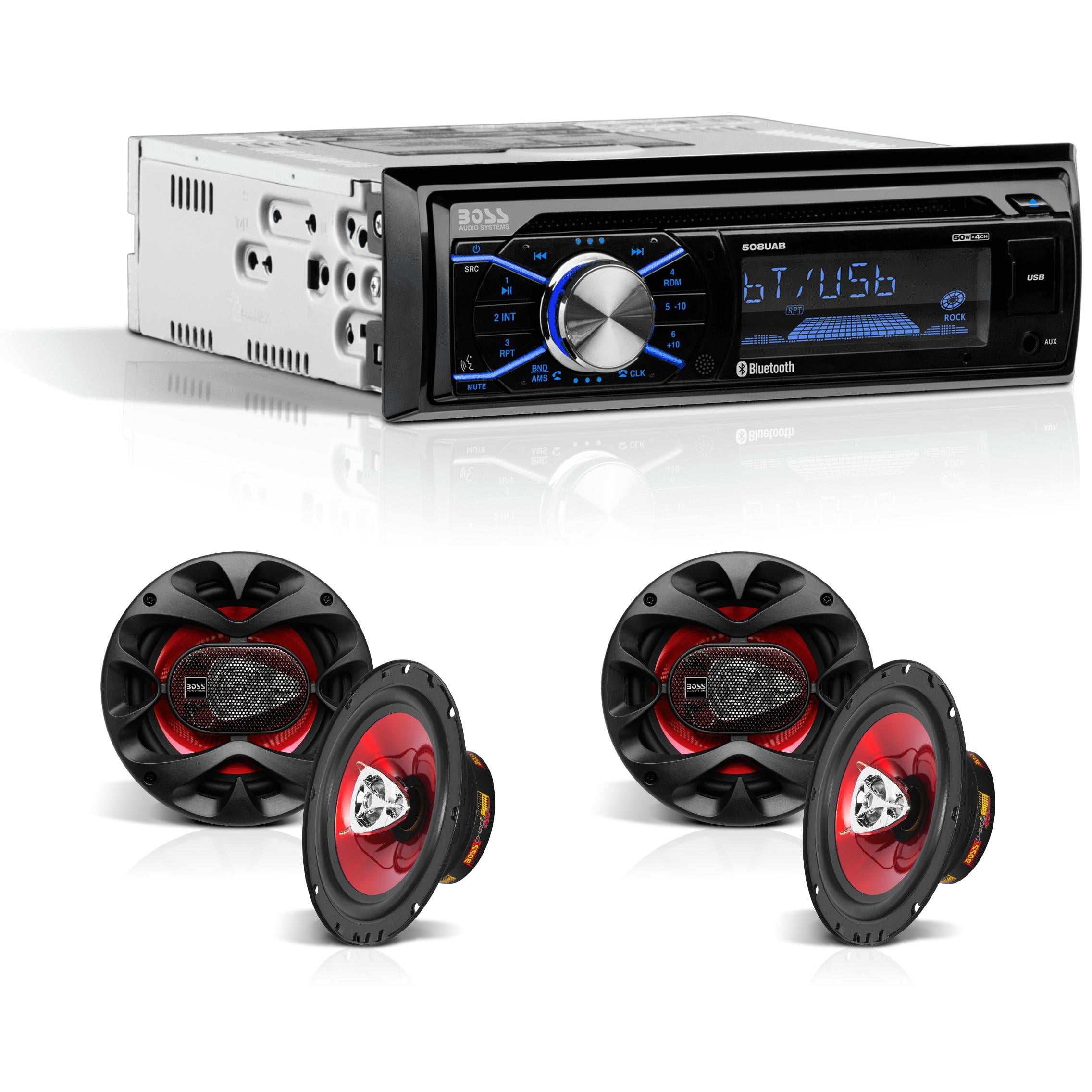 BOSS 508UAB Dash CD Car Player + 4 Speakers 6.5" with Bluetooth USB SD MP3 AUX Input