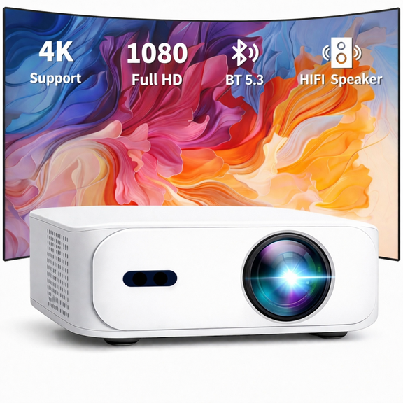 BOSS A5 1920x1080 16:9 Smart Projector 4000 Lumens Auto Focus Auto Keystone Dual Band WiFi Bluetooth