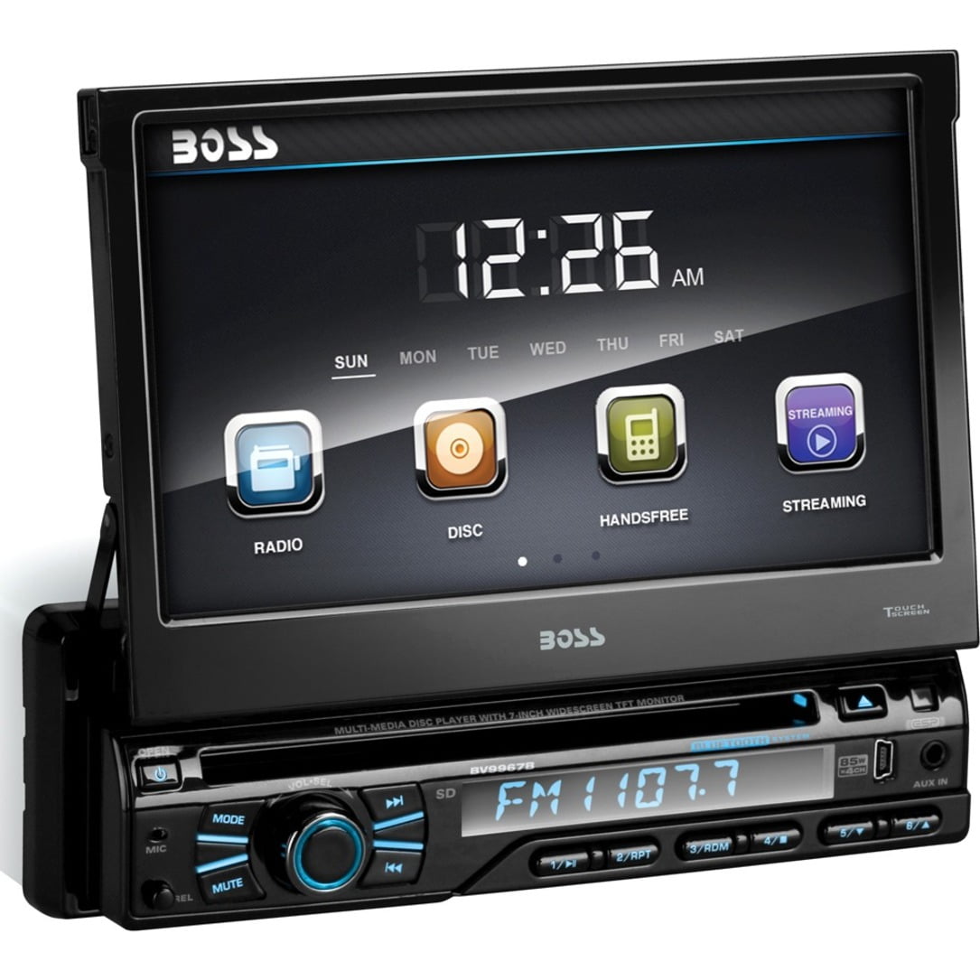 BOSS AUDIO BV9967B SingleDIN 7 inch Motorized Touchscreen DVD Player